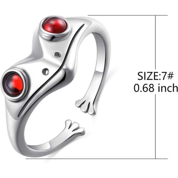 Frog Ring Sterling Silver S925 Thumb Band Jewelry  Women Trendy Fashion - Picture 7 of 8